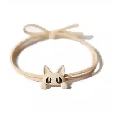 【大眼小萌猫百搭】 攸委 可爱俏皮小黑猫头绳学生少女甜美日韩扎马尾橡皮筋 锦纶 高弹力男友情侣一对两用发绳发圈扎头可调节 女款