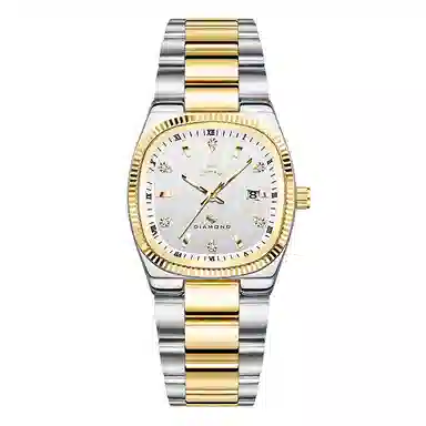 梦特娇 小众潮流时尚高颜值商务休闲百搭 石英机芯 钢表带 国表 女表 白色表盘 防水夜光