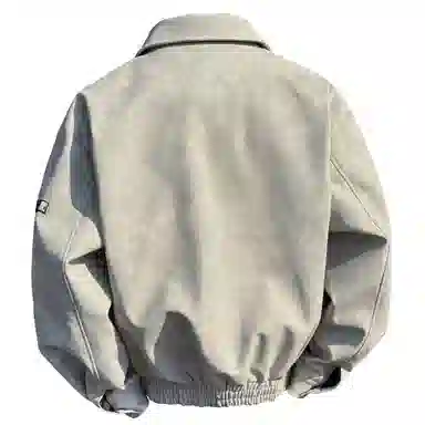 王者荣耀 鲁班七号款 港风复古简约纯色两侧双拉链小众设计宽松翻领百搭休闲长袖开衫皮衣 男女同款