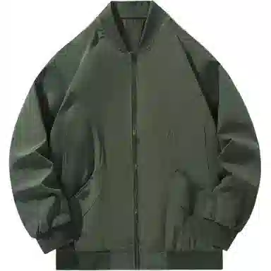 特斯型 美式简约基础宽松百搭教练棒球领时尚飞行服夹克外套 男女同款