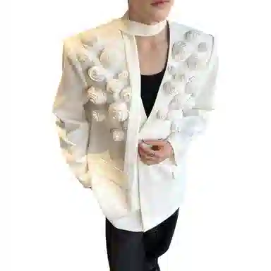 法式美式融合华丽重工玫瑰花飘带设计高级感时尚百搭长袖外套西装 男女同款