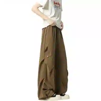 顶峰保罗 美式薄款宽松直筒阔腿伞兵裤无性别主义夏天速干青少年运动休闲裤 男女同款