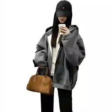 拓菲 美式高街复古纯色重磅连帽开衫 日常通勤百搭无性别穿搭卫衣 男女同款