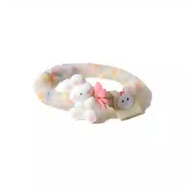 【多巴胺可爱小兔】 攸委 软萌百搭甜美小熊彩色毛毡发绳发圈扎头发马尾 锦纶 女生简约休闲气质毛绒小皮筋头饰 女款
