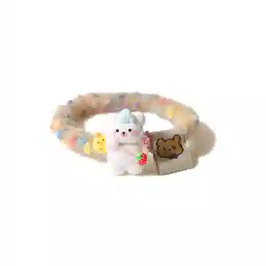【多巴胺可爱小兔】 攸委 软萌百搭甜美小熊彩色毛毡发绳发圈扎头发马尾 锦纶 女生简约休闲气质毛绒小皮筋头饰 女款