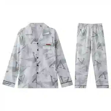 兰缪 夏季纯棉长袖春秋薄款家居服全棉可外穿 睡衣套装 男款