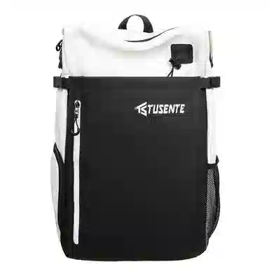 茵初 大容量拼色背包多功能运动防水书包 皮膜 双肩包 常规 男女同款情侣款 多色