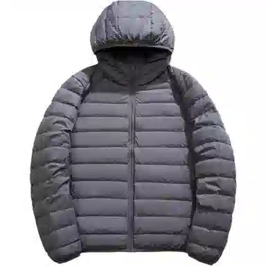 鸭鸭 纯色舒适时尚连帽轻薄羽绒服 男款
