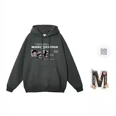 棉购 卡通动漫个性休闲连帽上衣学院风潮流时尚百搭宽松加绒加厚卫衣 女款