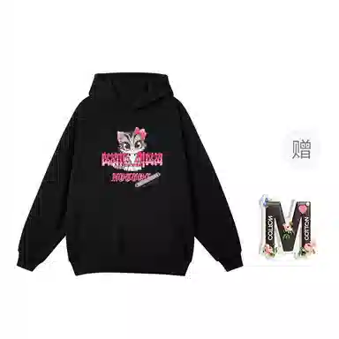 棉购 美式连帽潮流加绒加厚长袖上衣外套卡通猫咪个性街头卫衣 女款