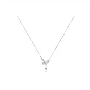 【纯银999】 六桂福珠宝 闪耀蝴蝶 小众设计经典百搭学生日常简约高级感精致轻奢极简约会通勤温柔气质可调节锁骨链#好运 足银 项链 女款