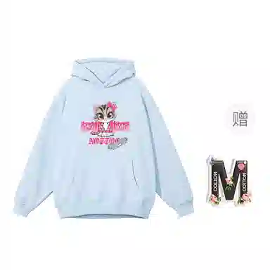 棉购 美式连帽潮流加绒加厚长袖上衣外套卡通猫咪个性街头卫衣 女款