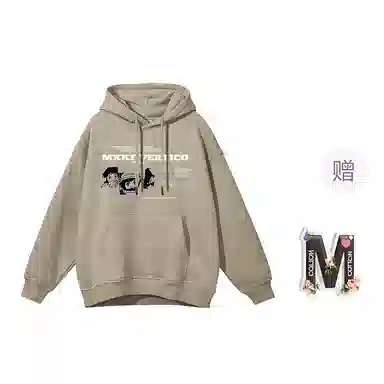 棉购 卡通动漫个性休闲连帽上衣学院风潮流时尚百搭宽松加绒加厚卫衣 女款