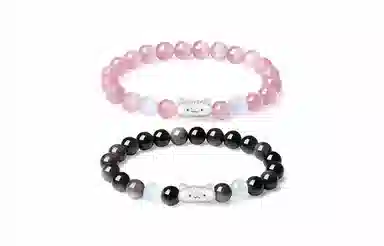 牧言 可爱猫咪 萌趣呆萌卡通新中式甜蜜浪漫高级感 小众设计磨砂法棍小猫时来运转圆珠手饰 日常约会通勤 琉璃 手串 男女同款情侣款