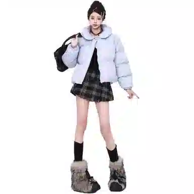 柏黛妃 娃娃领短款小个子加厚面包服外套棉服 女款