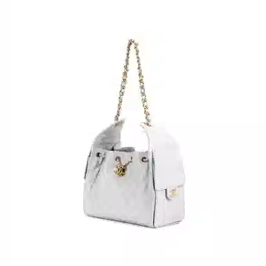 CHANEL 25A Small Shoulder Bag Blue Gray