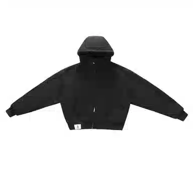 【dme】 日式简约复古休闲宽松重磅港风运动日常户外拉链连帽潮牌口袋百搭纯色长袖上衣秋季情侣外套卫衣 男女同款