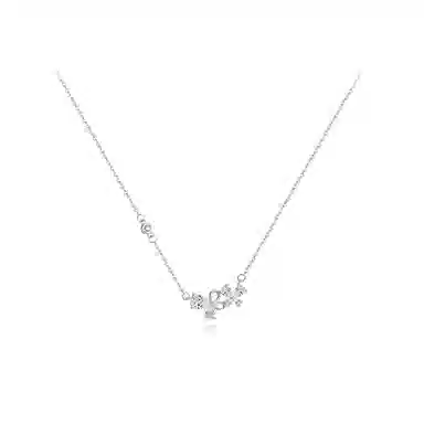 【纯银999】 六桂福珠宝 幸运四叶草 小众设计经典百搭学生日常简约高级感精致轻奢转运约会通勤温柔气质可调节锁骨链 足银 项链 女款