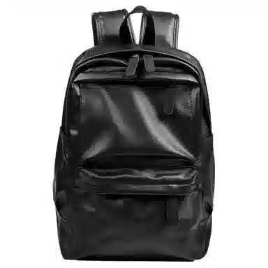 老人头 商务潮流轻便出行大容量通勤包简约百搭背包 合成革 双肩包 男款 黑色