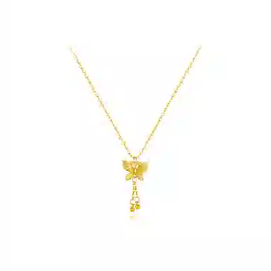 【纯银999】 六桂福珠宝 蝴蝶 小众设计经典百搭学生日常简约高级感精致轻奢平安约会通勤温柔气质可调节锁骨链#好运 足银 项链 女款