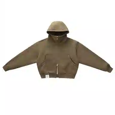 【dme】 日式简约复古休闲宽松重磅港风运动日常户外拉链连帽潮牌口袋百搭纯色长袖上衣秋季情侣外套卫衣 男女同款