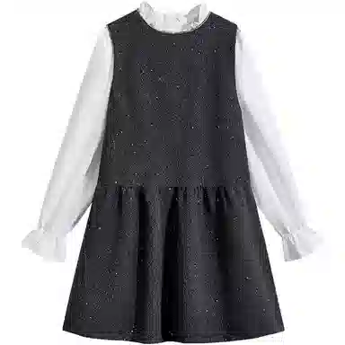 海獭 毛呢小香风套装裙长袖连衣裙两件套 女款