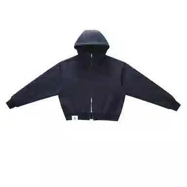 【dme】 日式简约复古休闲宽松重磅港风运动日常户外拉链连帽潮牌口袋百搭纯色长袖上衣秋季情侣外套卫衣 男女同款