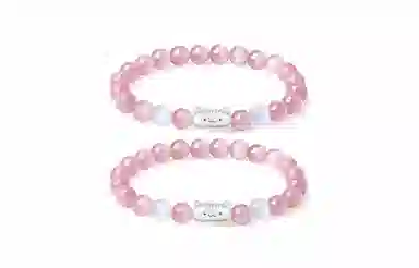 牧言 可爱猫咪 萌趣呆萌卡通新中式甜蜜浪漫高级感 小众设计磨砂法棍小猫时来运转圆珠手饰 日常约会通勤 琉璃 手串 男女同款情侣款