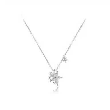 【纯银999】 六桂福珠宝 枫叶 小众设计经典百搭学生日常简约高级感精致轻奢转运约会通勤温柔气质可调节锁骨链 足银 项链 女款