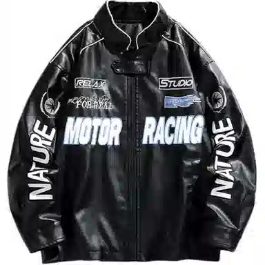 特斯型 美式街头复古痞帅高级感潮牌飞行夹克机车服透气皮衣外套 男女同款