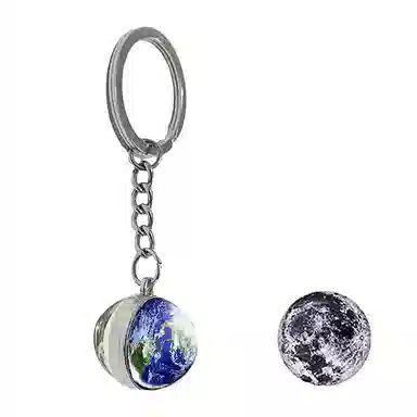 零界 沧海星球 夜光宇宙钥匙扣太阳系地球星系星云双面玻璃球钥匙书包挂饰 合金 挂件 男女同款情侣款