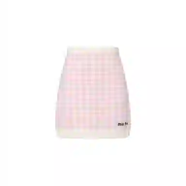 Miu Miu FW22 Houndstooth Skirt Pink