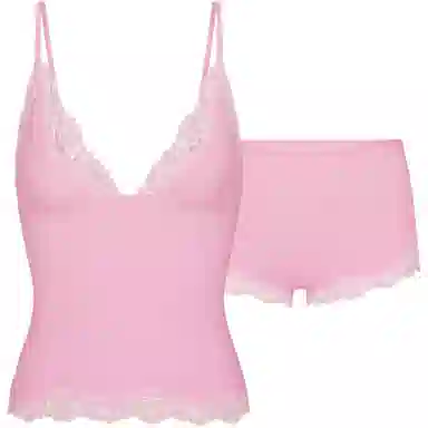 SKIMS Fits Everybody Lace Triangle Cami and Boy Short Set