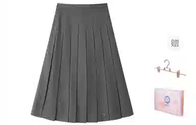 东鲸岁时记 学院风格雷系纯色中长款伯克利百褶裙休闲长裙 女款 灰色裙