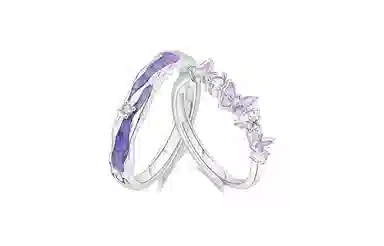 牧言 星光蝴蝶 气质温柔甜蜜浪漫小众设计高级感 九紫离火渐变紫色福蝶不规则肌理对戒可调节指环#好运 合金 戒指 男女同款情侣款