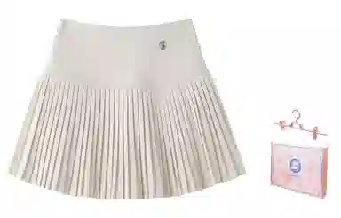 东鲸岁时记 学院风千金风百褶裙伯克利半裙休闲短裙 女款 礼盒装 米白色