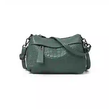 老人头 时尚百搭纯色通勤潮流百搭 牛皮革拼合成革 单肩包 常规 女款 多色