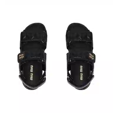 Miu Miu Leather Open Toe Sandals Black