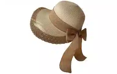 优幽兰 百搭简约高级感大檐遮阳帽海边度假沙滩防紫外线太阳帽子蝴蝶结凉帽#好运 聚酯纤维 防晒帽 女款