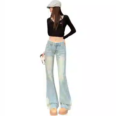 淑好百 低腰微喇叭秋季牛仔裤 女款