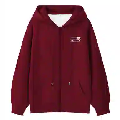 棉致 樱花字母简约纯色牛奶丝复合抗皱无性别主义宽松落肩休闲卫衣 男女同款