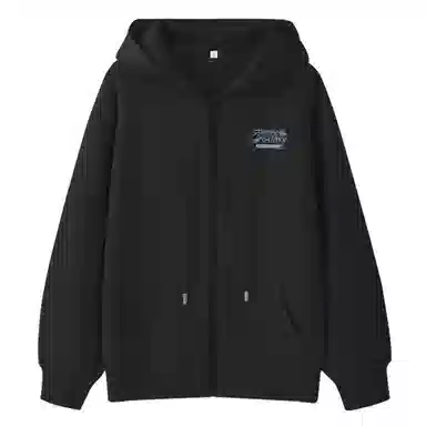 棉致 创意字母图案简约纯色牛奶丝复合抗皱无性别主义宽松落肩休闲卫衣 男女同款