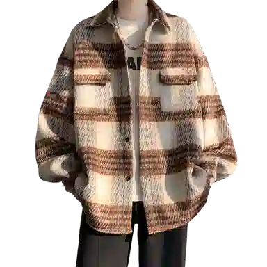 悍戈 毛呢呢料多风格融合的时尚翻领外套棉服 男女同款