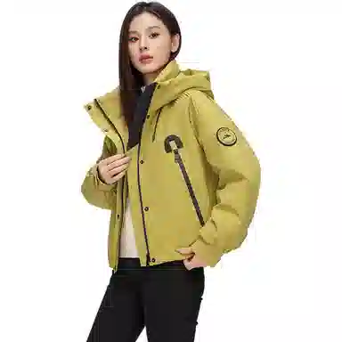 鸭鸭 秋冬 设计感时尚百搭保暖面包羽绒服 短款 女款