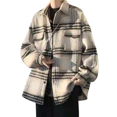 悍戈 毛呢呢料多风格融合的时尚翻领外套棉服 男女同款