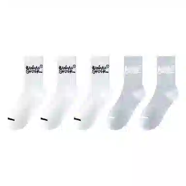 莫代尔 棉质防臭简约百搭休闲运动防滑吸湿排汗时尚印花中筒袜 男款