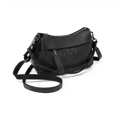 老人头 时尚百搭纯色通勤潮流百搭 牛皮革拼合成革 单肩包 常规 女款 多色