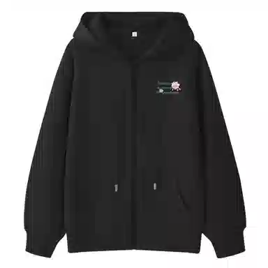 棉致 樱花字母简约纯色牛奶丝复合抗皱无性别主义宽松落肩休闲卫衣 男女同款