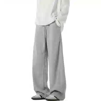 顶峰保罗 美式复古纯色宽松阔腿卫裤无性别主义直筒垂感拖地裤高级感百搭运动休闲裤 男女同款