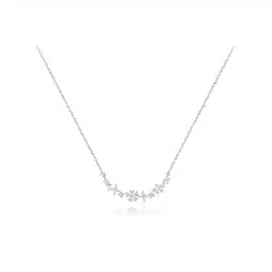 【S925银】 六桂福珠宝 紫藤花开小众设计经典百搭日常简约高级感精致轻奢通勤极简温柔气质可调节 锆石 项链 女款